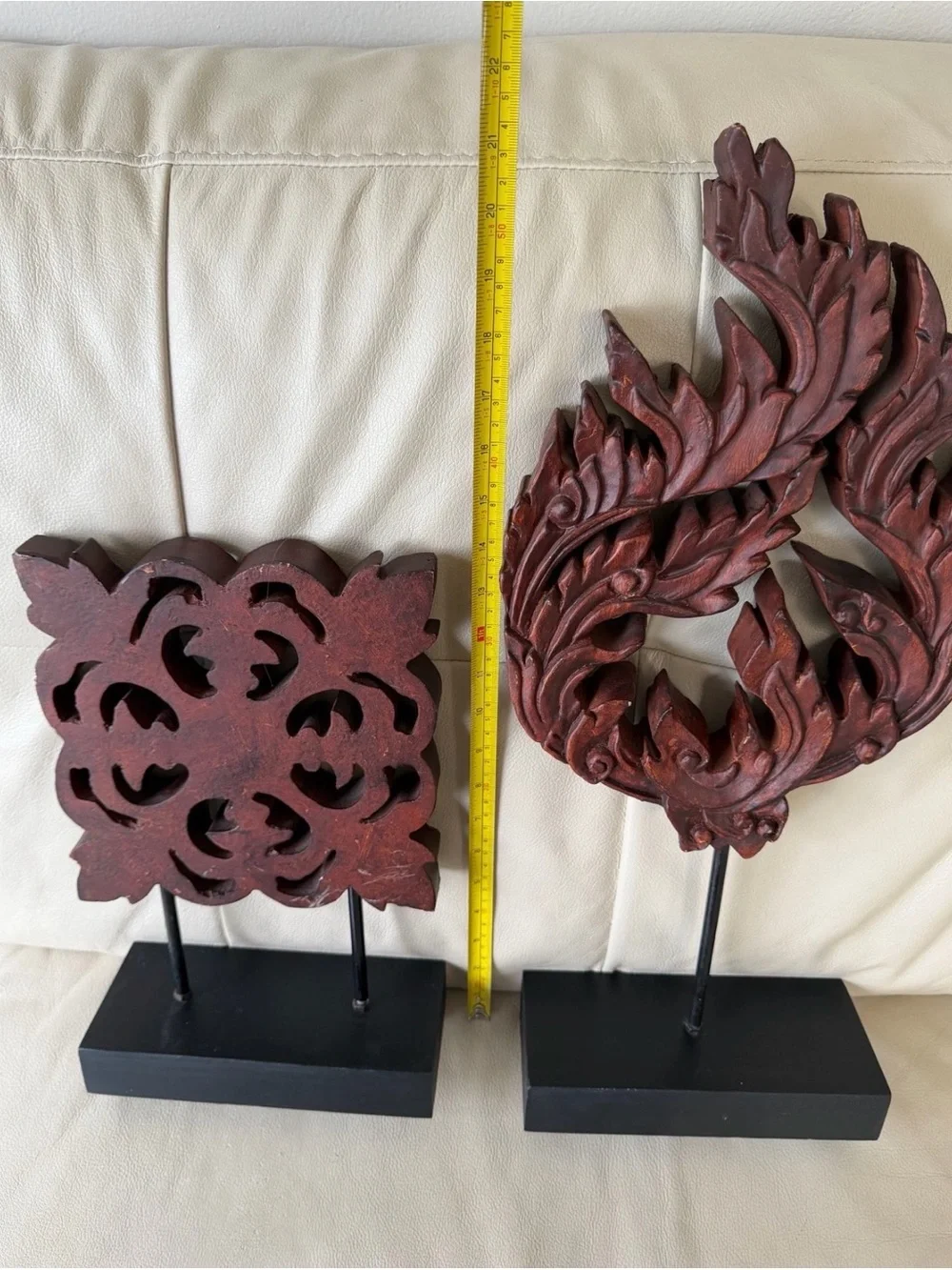 Hand-Carved Red Wooden Wall Decor